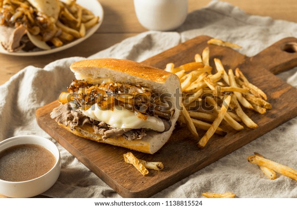 Homemade Beef\
French Dip Sandwich with French\
Fries