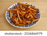 Homemade Belgian fries, thick-cut fried potatoes