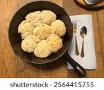 Homemade biscuits in a skillet 