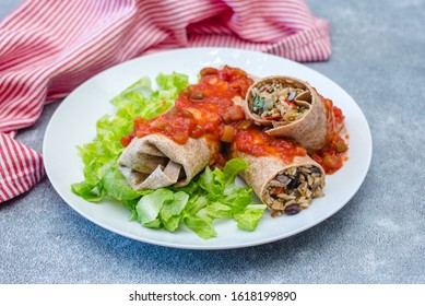 Homemade Black Bean Burritos With Salsa