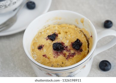 Homemade Blueberry Mug Cake Muffin, Selective Focus