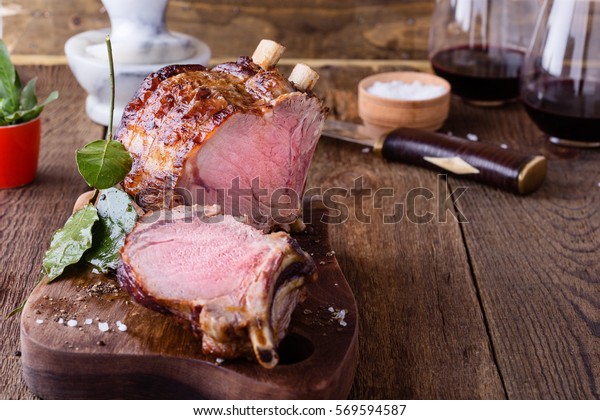 Homemade bone-in prime rib roast\

