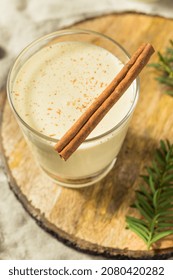 Homemade Boozy Holiday Rum Eggnog With Cinnamon And Nutmeg