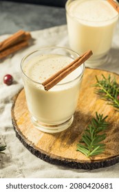 Homemade Boozy Holiday Rum Eggnog With Cinnamon And Nutmeg