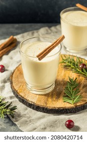 Homemade Boozy Holiday Rum Eggnog With Cinnamon And Nutmeg