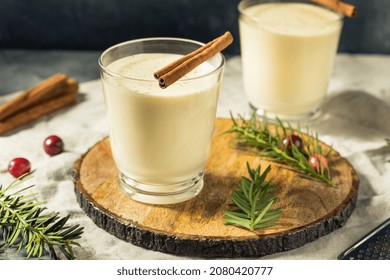 Homemade Boozy Holiday Rum Eggnog With Cinnamon And Nutmeg