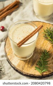 Homemade Boozy Holiday Rum Eggnog With Cinnamon And Nutmeg