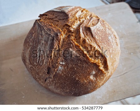 Homemade bread loaf.