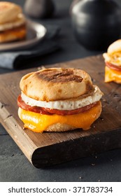 Homemade Breakfast Egg Sandwich With Cheese On An English Muffin