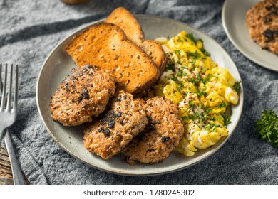 Homemade Breakfast Sausage Patty With Eggs And Toast