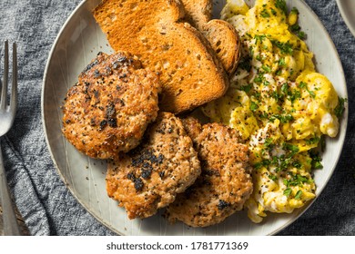 Homemade Breakfast Sausage Patty With Eggs And Toast