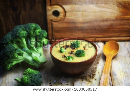 Similar – Image, Stock Photo Fresh Cream of Broccoli Soup