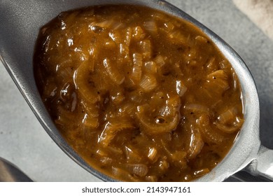 Homemade Brown Onion Gravy In A Boat