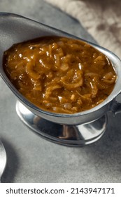 Homemade Brown Onion Gravy In A Boat