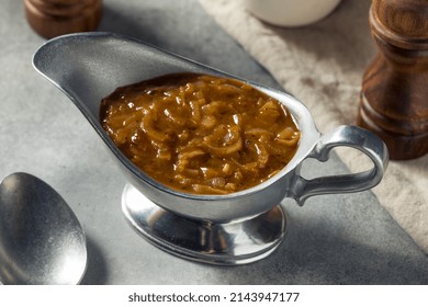 Homemade Brown Onion Gravy In A Boat