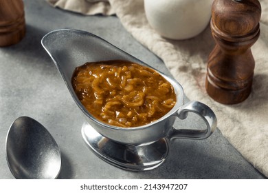 Homemade Brown Onion Gravy In A Boat