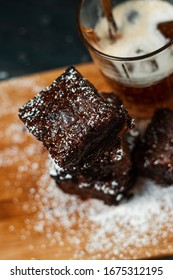 Homemade Brownies with a Coffee Carajillo Cocktail 