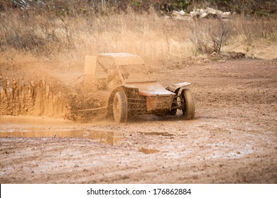 Homemade buggies racing on the dirt track