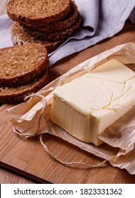 Homemade Butter On A Rustic Table