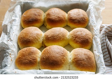 Homemade Buttery Yeast Rolls Stuffed With Rose Jam, Close Up View