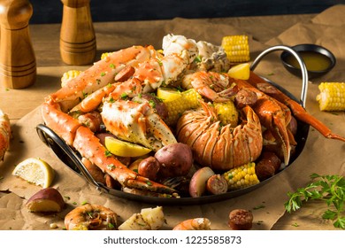 Homemade Cajun Seafood Boil With Lobster Crab And Shrimp