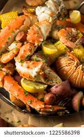 Homemade Cajun Seafood Boil With Lobster Crab And Shrimp