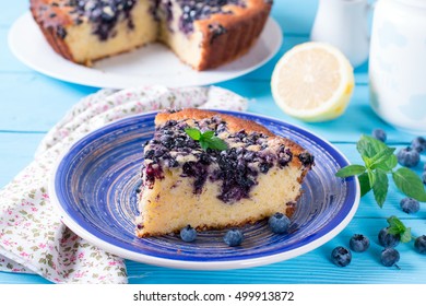 homemade cake with blueberries - Shutterstock ID 499913872
