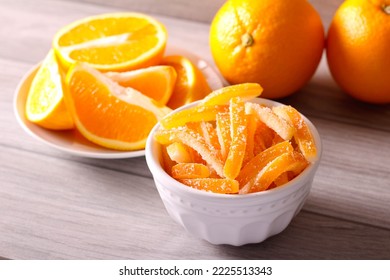 Homemade candied orange peel in a bowl - Powered by Shutterstock