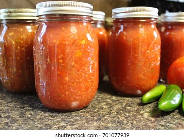 Homemade Canned Salsa In Jars