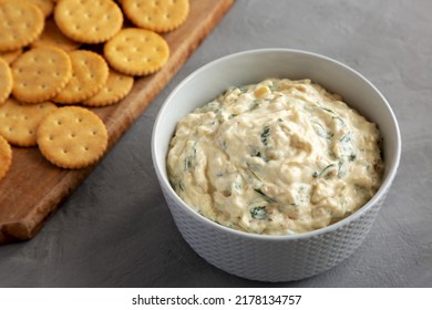 Homemade Caramelized Onion And Spinach Dip, Side View. 