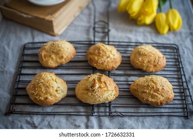 Homemade Cheese Buns For Breakfast With Sesam Seed