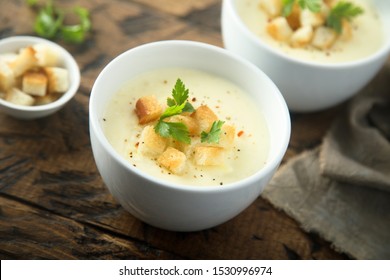 Homemade Cheese Soup With Croutons