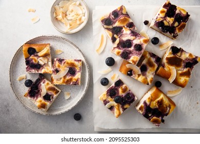 Homemade Cheesecake Bars With Blueberry