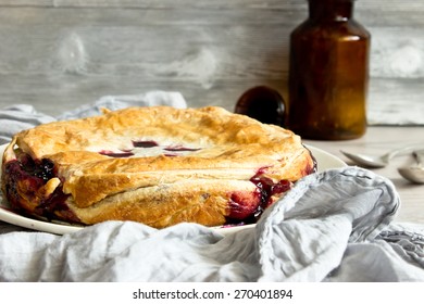 Homemade Cherry And Black Currant Pie.