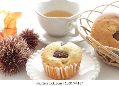 Homemade Chestnut In Muffin For Autumn Breakfast