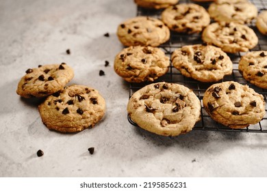 Homemade Chewy Chocolate Chip Cookies, Selective Focus