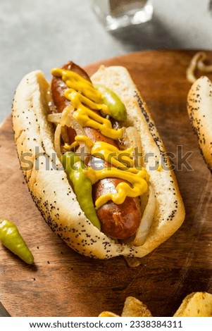 Homemade Chicago Style Maxwell Street Polish Sausage with Mustard and Onions