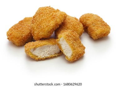 homemade chicken nuggets isolated on white background