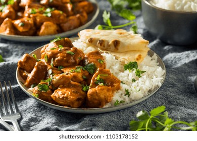 Homemade Chicken Tikka Masala with Rice and Naan