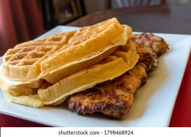 Homemade Chicken And Waffles (Chicken Thighs Made In Air Fryer)