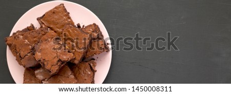 Similar – Image, Stock Photo Pink chocolate brownie in a tray on white table