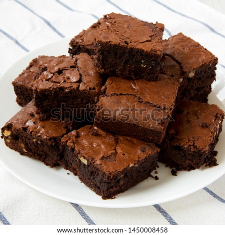 Similar – Image, Stock Photo Chocolate brownie pieces on wooden background