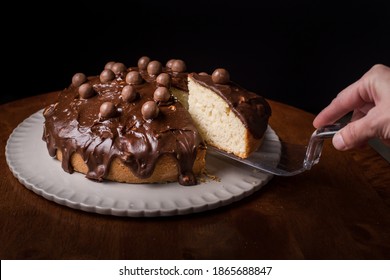 Homemade Chocolate Cake Decorated With Chocolate Balls