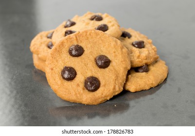 Homemade Chocolate Chip Cookies On Baking Sheet