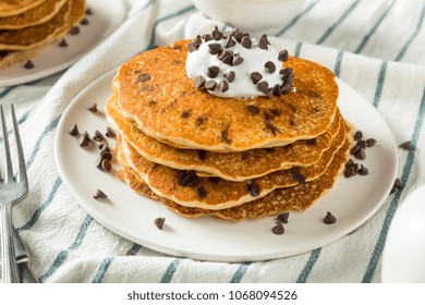 Homemade Chocolate Chip Pancakes with Whipped Cream - Powered by Shutterstock