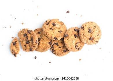 homemade chocolate chips cookies on white background in top view - Shutterstock ID 1413042338