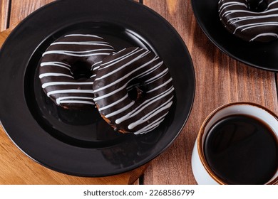 homemade chocolate donut in glaze
