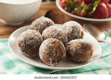 Homemade Chocolate Donut Holes With Sugar For Breakfast