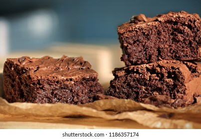 Homemade Chocolate Fudge Brownie Cut In Pieces