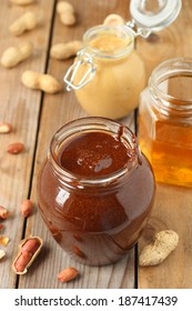 Homemade Chocolate Peanut Butter In Glass Jar